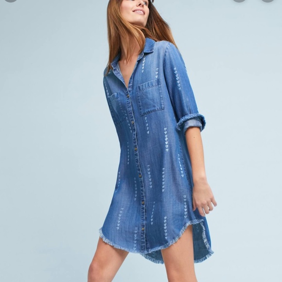 Anthropologie Dresses & Skirts - Cloth and Stone Raw Hem Chambray Shirt Dress